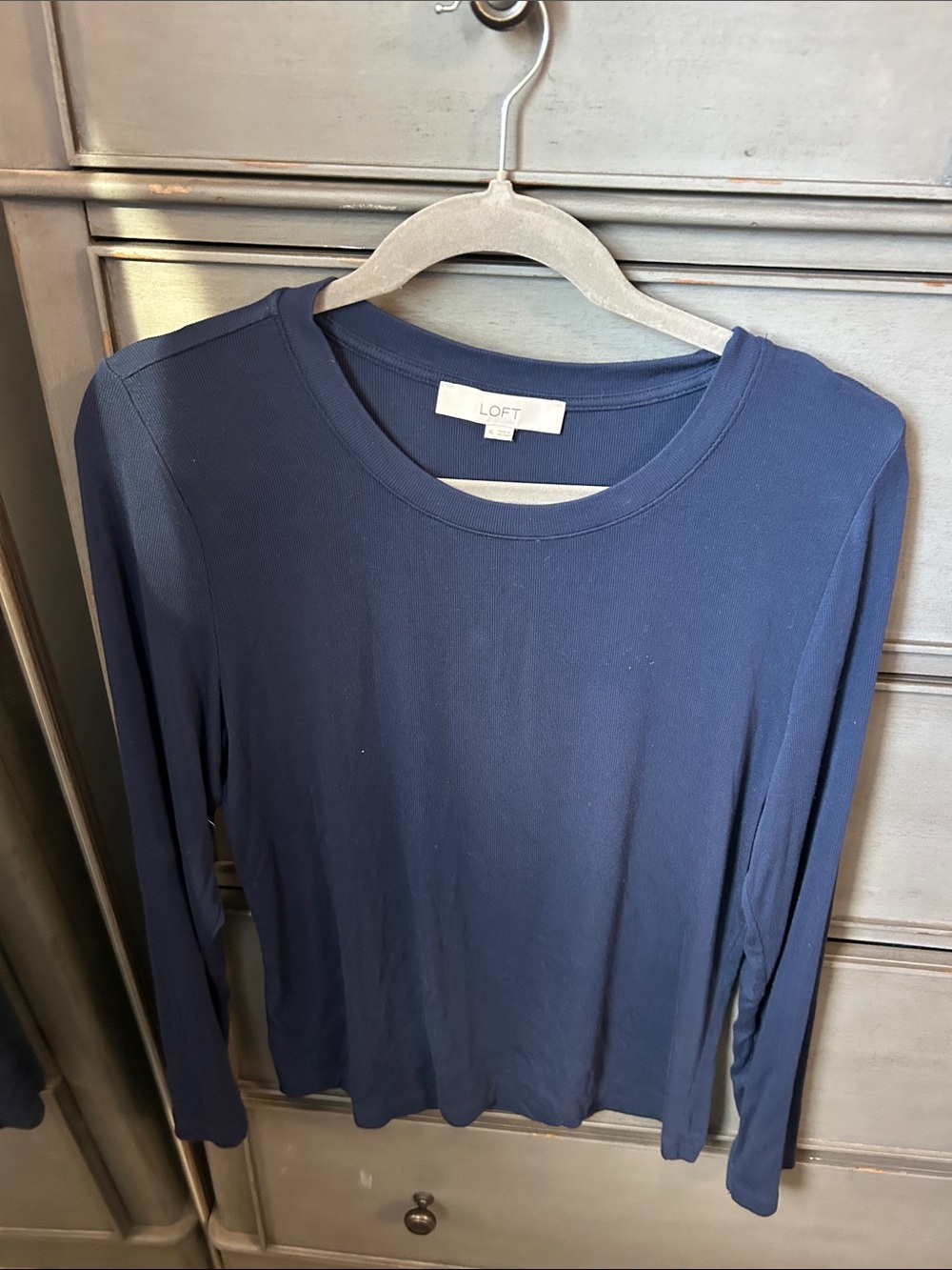 LOFT Navy Long-Sleeve Crewneck Tee